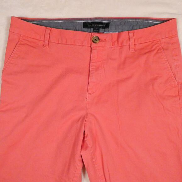 Tommy Hilfiger Coral Cropped Chinos Size 14 Preppy Colorful Straight Leg Pants - Picture 3 of 10